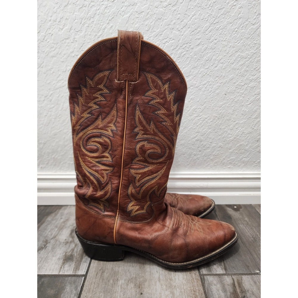 Justin 1560 Men's 9.5 D M Western Boots Brown Chestnut Marbled Deerlite Cowhide